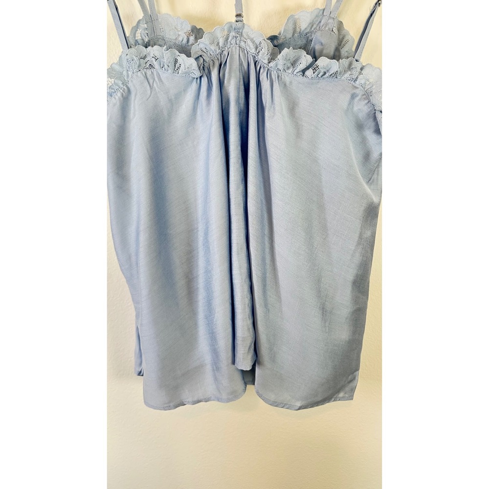 NWT Scoop Flowy Lace Tank Oversized S Blue Lace Trim Romantic Breezy Drape - Picture 11 of 12